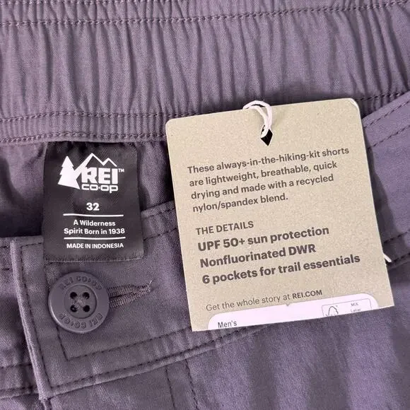 REI Sahara Cargo Shorts Mens 32 Hiking UPF 50 Lightweight Outdoor Grey NEW - Picture 3 of 11